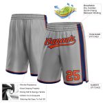 Custom Name Number Basketball Shorts - Personalized Gray Orange Navy Team Shorts Personalized Gray Orange-Navy Authentic