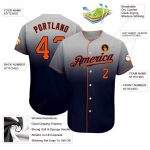 Custom Gray Orange-Navy Fade Baseball Jersey with Personalized Name and Number | Authentic Team Apparel Personalized Gray