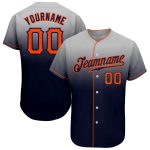 Custom Gray Orange-Navy Fade Baseball Jersey with Personalized Name and Number | Authentic Team Apparel Personalized Gray