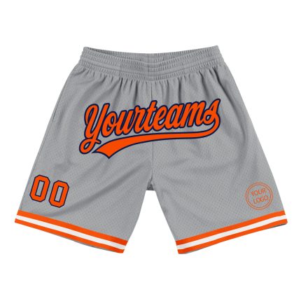 Custom Personalized Basketball Shorts with Name and Number - Gray, Orange, Navy Authentic Throwback Design Personalized Gray