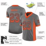 Customizable Gray Orange-Navy Mesh Football Jersey with Personalized Name and Number - Drift Fashion Team Apparel Personalized