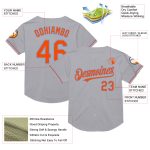 Custom Name and Number Personalized Baseball Jersey - Gray Orange Powder Blue Authentic Mesh Throwback Style Personalized