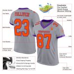 Custom Football Jersey with Personalized Name and Number - Gray Orange-Purple Mesh Authentic Team Apparel Personalized Gray