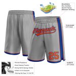 Custom Team Basketball Shorts with Personalized Name & Number - Gray Orange-Royal Authentic Design Personalized Gray Orange-Royal