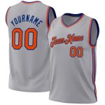 Custom Team Basketball Jersey with Personalized Name & Number - Gray Orange-Royal Authentic Throwback Personalized Gray Orange-Royal