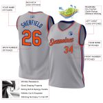 Custom Team Basketball Jersey with Personalized Name & Number - Gray Orange-Royal Authentic Throwback Personalized Gray Orange-Royal