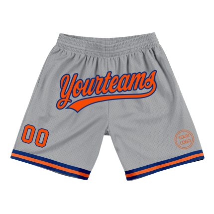 Personalized Throwback Basketball Shorts in Gray Orange-Royal - Perfect for Sports and Casual Wear Personalized Gray Orange-Royal