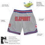 Custom Team Name Number Personalized Basketball Shorts Gray Orange-Royal Authentic Throwback Personalized Gray Orange-Royal