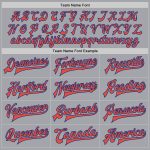 Custom Team Name Number Gray Orange-Royal Bomber Full-Snap Varsity Letterman Jacket Personalized Gray Orange-Royal Bomber