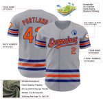 Custom Name and Number Authentic Baseball Jersey - Personalized Gray and Orange-Royal Line Personalized Gray Orange-Royal