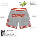Custom Team Basketball Shorts with Name and Number - Gray Orange White Authentic Throwback Design Personalized Gray Orange-White