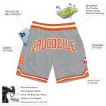 Personalized Basketball Shorts in Gray, Orange, and White - Authentic Throwback Style Personalized Gray Orange-White Authentic
