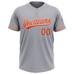 Custom Name Number Personalized Unisex Softball Jersey Gray Orange White Two-Button Design Personalized Gray Orange-White