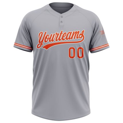 Custom Name Number Personalized Unisex Softball Jersey Gray Orange White Two-Button Design Personalized Gray Orange-White