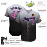Custom Name and Number Personalized Baseball Jersey - Gray Pink Black Authentic Fade Fashion Jersey Personalized Gray Pink-Black