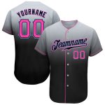 Custom Name and Number Personalized Baseball Jersey - Gray Pink Black Authentic Fade Fashion Jersey Personalized Gray Pink-Black