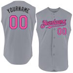Custom Name Number Authentic Sleeveless Baseball Jersey in Gray Pink Black Light Blue - Personalized Team Apparel Personalized