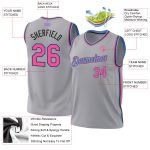 Custom Name and Number Personalized Throwback Basketball Jersey - Gray Pink Black Light Blue Personalized Gray Pink Black-Light