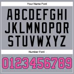 Custom Performance T-Shirt with Team Name & Number - Personalized Gray, Pink, Black & Light Blue Long Sleeve Design Personalized