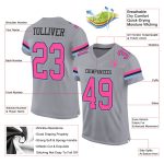 Custom Personalized Football Jersey - Gray Pink Black-Light Blue Mesh with Custom Name and Number Personalized Gray Pink