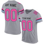 Custom Personalized Football Jersey - Gray Pink Black-Light Blue Mesh with Custom Name and Number Personalized Gray Pink