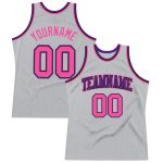 Custom Basketball Jersey - Personalized Gray Pink Black Purple Throwback with Team Name & Number Personalized Gray Pink Black-Purple