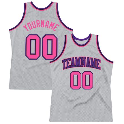 Custom Basketball Jersey - Personalized Gray Pink Black Purple Throwback with Team Name & Number Personalized Gray Pink Black-Purple