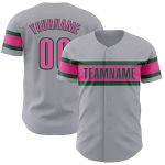 Personalized Authentic Baseball Jersey in Gray, Pink, and Kelly Green Personalized Gray Pink-Kelly Green Authentic Baseball