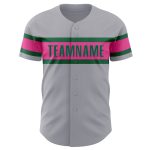 Personalized Authentic Baseball Jersey in Gray, Pink, and Kelly Green Personalized Gray Pink-Kelly Green Authentic Baseball