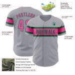 Personalized Authentic Baseball Jersey in Gray, Pink, and Kelly Green Personalized Gray Pink-Kelly Green Authentic Baseball