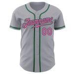 Custom Gray Pink Kelly Green Baseball Jersey with Personalized Name and Number - Authentic Team Apparel Personalized Gray