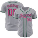 Custom Gray Pink Kelly Green Baseball Jersey with Personalized Name and Number - Authentic Team Apparel Personalized Gray