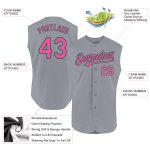 Custom Authentic Sleeveless Baseball Jersey - Personalized Gray Pink Kelly Green with Name and Number Personalized Gray Pink-Kelly