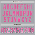 Custom Team Name and Number Varsity Letterman Jacket Gray Pink Kelly Green Bomber Full-Snap Personalized Gray Pink-Kelly