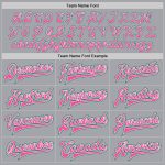 Custom Team Name and Number Varsity Letterman Jacket Gray Pink Kelly Green Bomber Full-Snap Personalized Gray Pink-Kelly