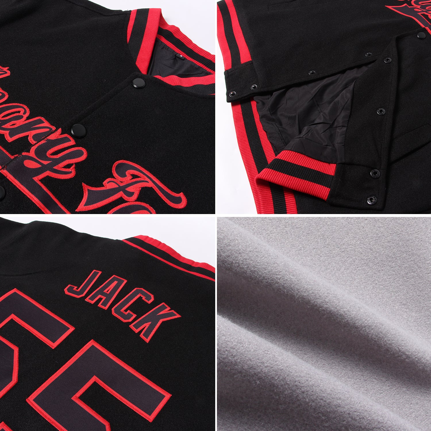 Personalized Gray Pink-Kelly Green Bomber Full-Snap Varsity Letterman Jacket Personalized Gray Pink Kelly Green Varsity Letterman Jacket Full-Snap Bomber Personalized Gray Pink-Kelly Green Bomber Full-Snap - Image 2