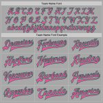 Custom Two Tone Bomber Jacket with Name and Number - Gray Pink Kelly Green Varsity Full-Snap Letterman Style Personalized