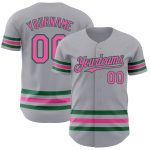 Custom Name Number Authentic Baseball Jersey - Personalized Gray Pink Kelly Green Team Jersey Personalized Gray Pink-Kelly