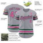 Custom Name Number Authentic Baseball Jersey - Personalized Gray Pink Kelly Green Team Jersey Personalized Gray Pink-Kelly