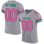 Custom Football Jersey with Personalized Name & Number in Gray, Pink & Kelly Green Mesh Personalized Gray Pink-Kelly Green