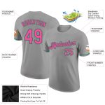 Custom Team Performance T-Shirt with Name and Number - Personalized Gray Pink Kelly Green Personalized Gray Pink-Kelly Green