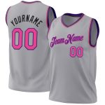 Custom Name and Number Personalized Basketball Jersey - Gray Pink Purple Black Authentic Throwback Team Apparel Personalized