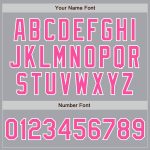 Custom Team Name Number Two Tone Gray Pink White Bomber Varsity Letterman Jacket Full-Snap Personalized Personalized Gray