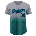 Custom Name Number Baseball Jersey - Personalized Gray Pinstripe Navy Teal Authentic Fade Fashion Personalized Gray Pinstripe