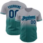 Custom Name Number Baseball Jersey - Personalized Gray Pinstripe Navy Teal Authentic Fade Fashion Personalized Gray Pinstripe