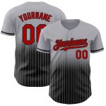 Custom Name Number Baseball Jersey - Personalized Gray Pinstripe Red Black Authentic Fade Fashion Personalized Gray Pinstripe