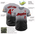 Custom Name Number Baseball Jersey - Personalized Gray Pinstripe Red Black Authentic Fade Fashion Personalized Gray Pinstripe