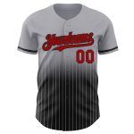 Custom Name Number Baseball Jersey - Personalized Gray Pinstripe Red Black Authentic Fade Fashion Personalized Gray Pinstripe