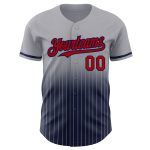 Custom Name Number Personalized Gray Pinstripe Baseball Jersey Red Navy Authentic Fade Fashion Team Jersey Personalized Gray