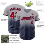 Custom Name Number Personalized Gray Pinstripe Baseball Jersey Red Navy Authentic Fade Fashion Team Jersey Personalized Gray
